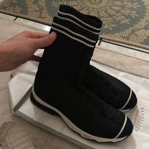 Black Fendi sock style boots in black and white, size 37 EUR or 6.5 US